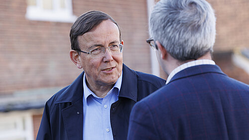 Martin Tod speaking with a concerned resident