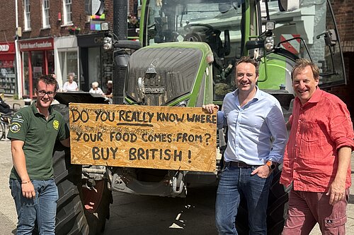 Danny with young farmers in Winchester High Street