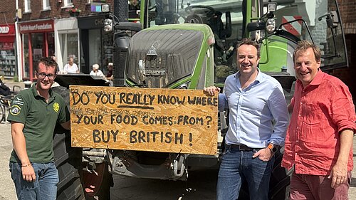 Danny with young farmers in Winchester High Street