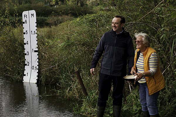 Danny and Cllr Power inspecting the Itchen