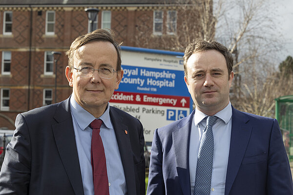 Danny and Martin outside Winchester A&E